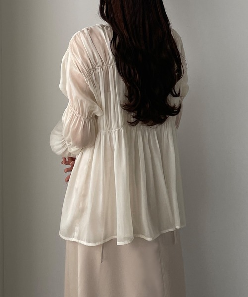 「Louere」 長袖ブラウス MEDIUM クリーム レディース_画像7