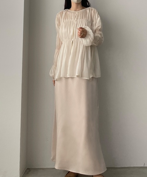 「Louere」 長袖ブラウス MEDIUM クリーム レディース_画像8