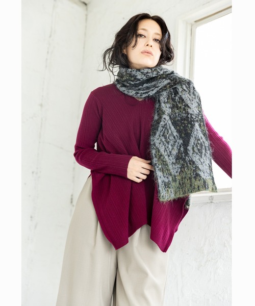 OSMOSIS（オズモーシス） ストール マフラー ダイヤ柄ジャガード