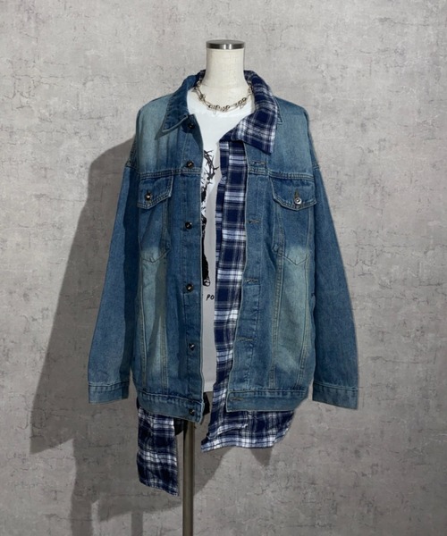lilful デニムジャケット gジャン 「26年春夏新作」チェックシャツ