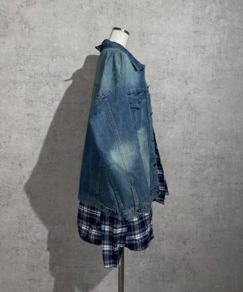 lilful デニムジャケット gジャン 「26年春夏新作」チェックシャツ