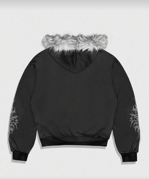 Kitten amood グレソンパーカージャンパー MONOCHROME パーカー クラッキングデザインファーフードパーカー