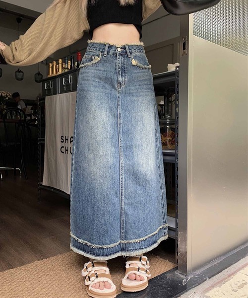 「NANEA」 デニムスカート LARGE インディゴブルー レディース_画像2