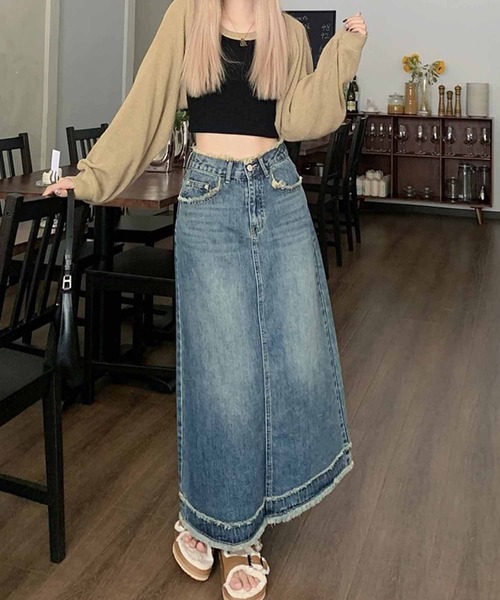 「NANEA」 デニムスカート LARGE インディゴブルー レディース_画像5