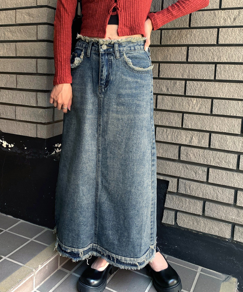 「NANEA」 デニムスカート LARGE インディゴブルー レディース_画像7