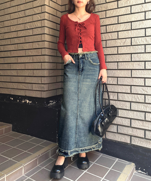 「NANEA」 デニムスカート LARGE インディゴブルー レディース_画像8