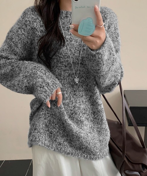 美品♪エンフォルド 圧縮ウール ニットセーター 変形 ドロップショルダー ANAYI（アナイ）の「【WEB限定カラー】ウールカシミヤドロップ