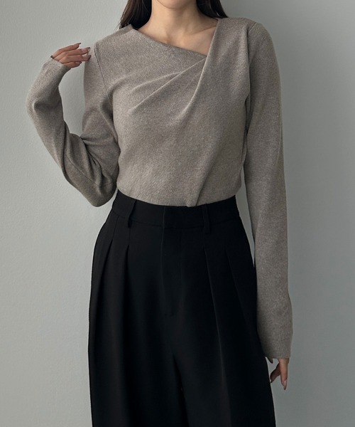 「Louere」 長袖ニット MEDIUM チャコール レディース_画像7