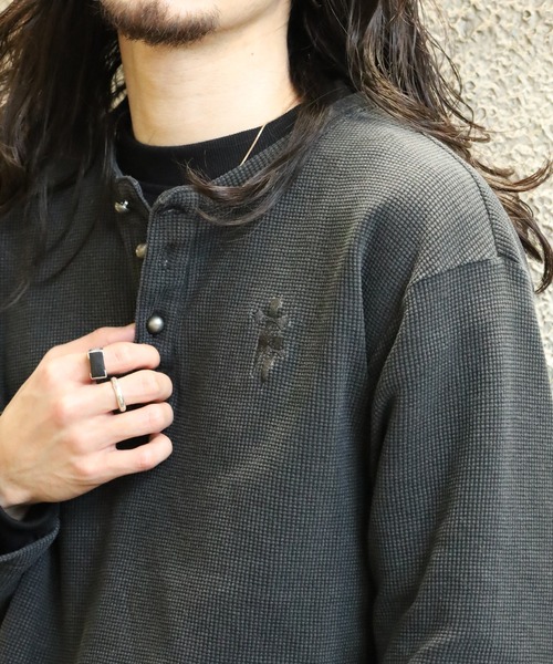 BIKE STAR（バイクスター） tシャツ ワンポイント刺繍ワッフルヘンリー