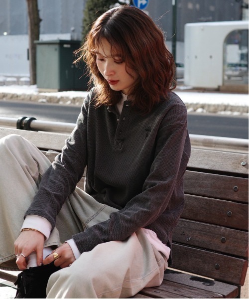 ぽて 雑誌MonoMax5月号掲載】メランジワッフルポケ付きフェイクTシャツ,ikka