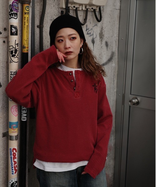 BIKE STAR（バイクスター） tシャツ ワンポイント刺繍ワッフルヘンリー