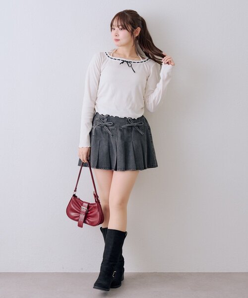 continuer de NICE CLAUP デニムスカート 「SETUP」レースUPミニ