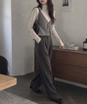 ベスト ジレ 前後着用可能 ルーズニットビスチ...の詳細画像5