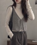 ベスト ジレ 前後着用可能 ルーズニットビスチ...の詳細画像4