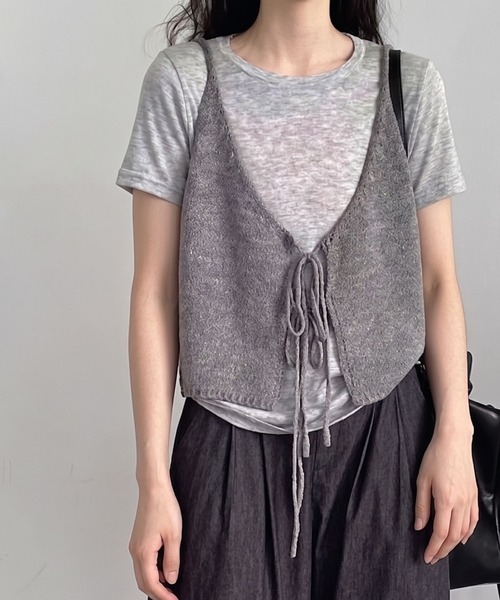 lulufa ベスト ジレ 「26春夏新作」前後着用可能 ルーズニットビスチェ