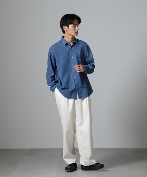 「NANO universe」 長袖シャツ M ブルー メンズ_画像3