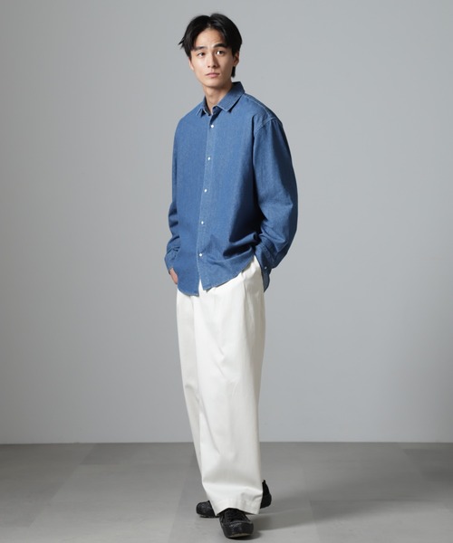 「NANO universe」 長袖シャツ M ブルー メンズ_画像4