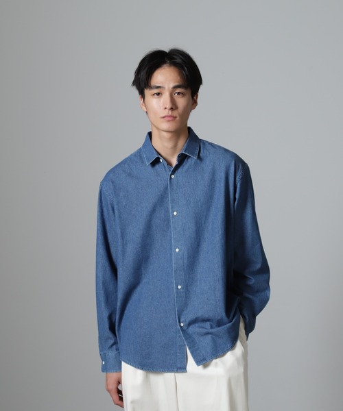 「NANO universe」 長袖シャツ M ブルー メンズ_画像5