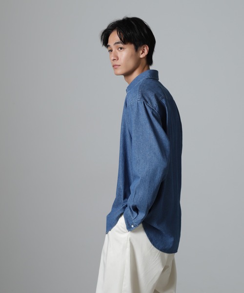 「NANO universe」 長袖シャツ M ブルー メンズ_画像7