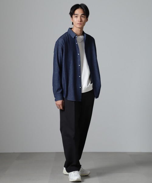 「NANO universe」 長袖シャツ M ブルー メンズ_画像8