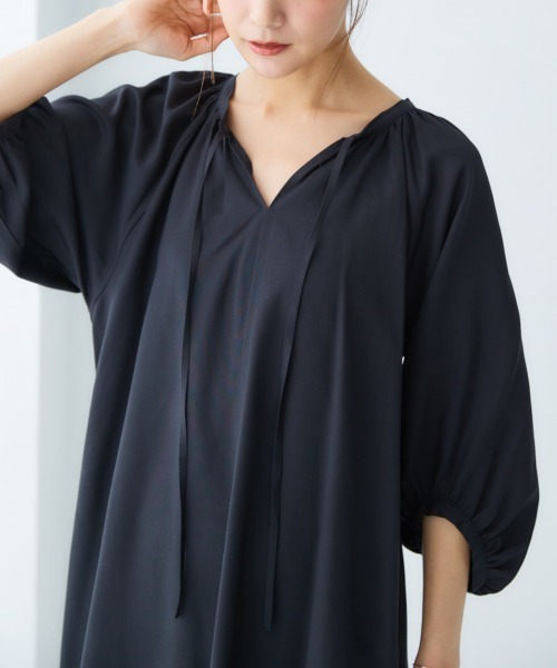 「nissen」 長袖ワンピース LL ベージュ レディース_画像4