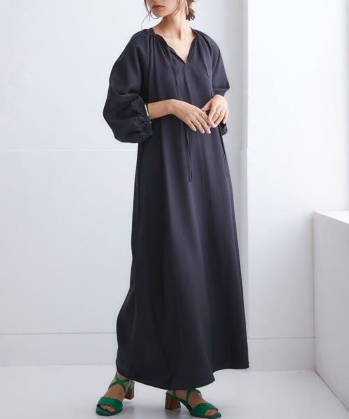 「nissen」 長袖ワンピース LL ベージュ レディース_画像6