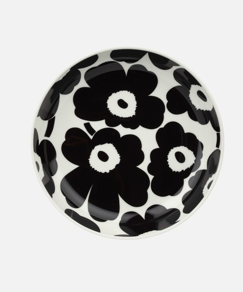 marimekko 黒と白の円形模様皿3枚セット marimekko（マリメッコ） 食器 Unikko / Deep plate 20，5cm