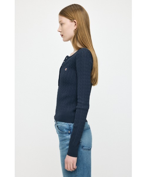MOUSSY HENRY NECK CABLE KNIT トップス　ピンク MOUSSY | HENRY NECK CABLE KNIT トップス (ニット ) |SHEL'TTER WEBSTORE