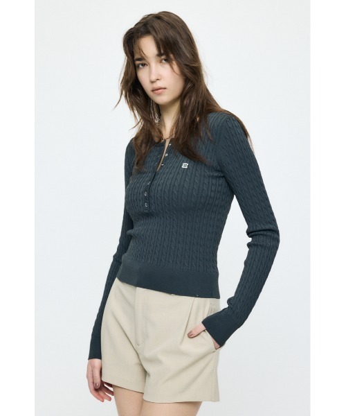 BLACK BY MOUSSY ケーブルニット　ネイビー AZUL BY MOUSSY（アズールバイマウジー） セーター ニット シェニール