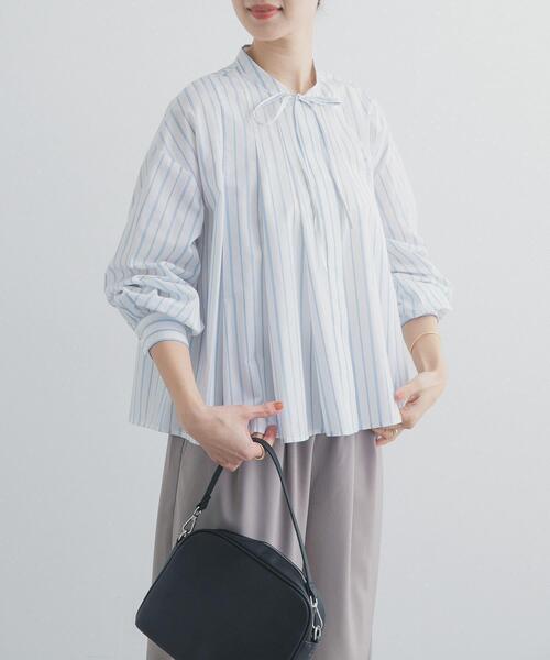 obli リボンフレアシャツ ボウタイリボンシャツ | ALL | OBLI
