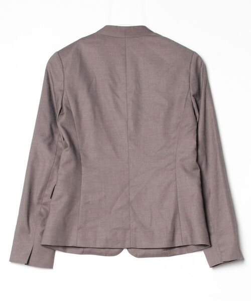 「INED CLARO」 ノーカラージャケット 7号 ブラウン レディース_画像2