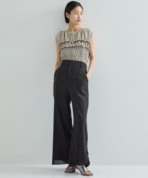 「STUDIOUS」 スラックス 1 ライトベージュ レディースの画像