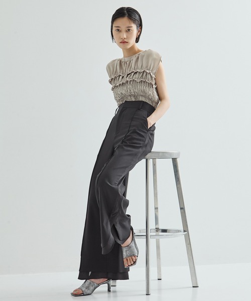 「STUDIOUS」 スラックス 1 ライトベージュ レディースの画像