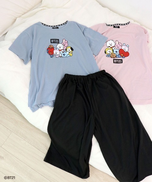 TATA BT21 パジャマ　Tシャツ　Hunt BT21 パジャマ ルームウェア 「BT21」半袖 ルームウェア パジャマ 天竺