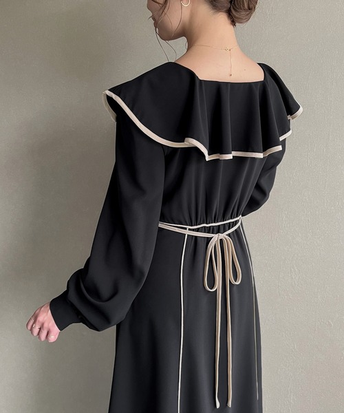 「junoah」 長袖ワンピース X-LARGE モカ レディース_画像6