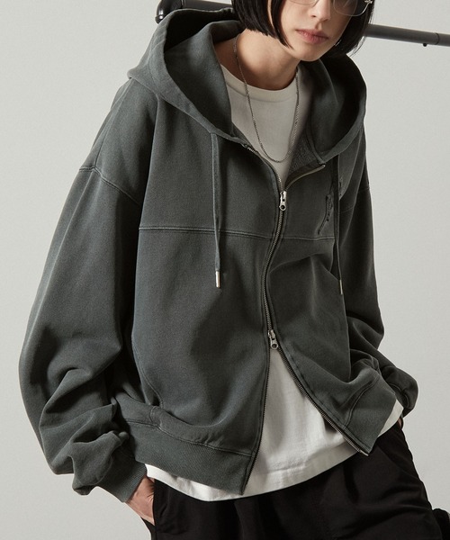 Alfred Alex」 ジップアップパーカー M チャコール メンズ : ZOZOTOWN