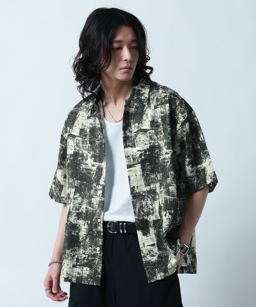 eriページ/8 RAGEBLUE（レイジブルー） シャツ 半袖 Sheer Pattern Print Shirt