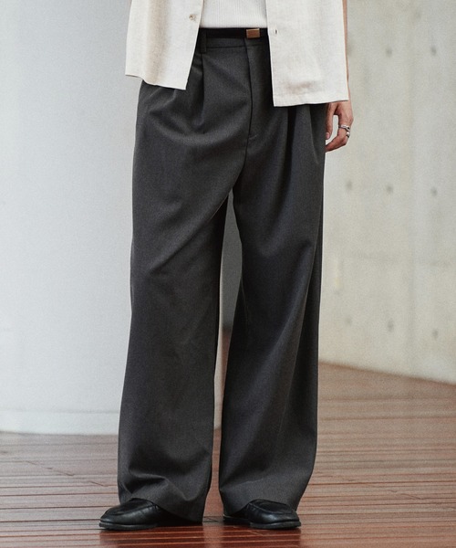 wym/ARC CURVED AMUNDSEN SLACKS/ダークグレー/L WYM LIDNM スラックス ARC CURVED AMUNDSEN SLACKS メンズ レディース