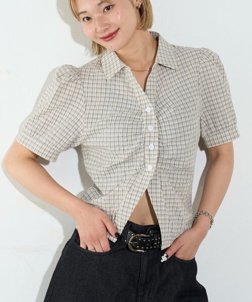 「WHO'S WHO gallery」 半袖シャツ FREE アイボリー レディース_画像2