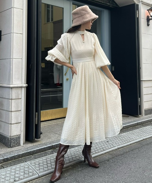 「EIMY ISTOIRE」 長袖ワンピース M ベージュ レディース_画像2