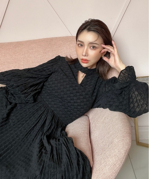 「EIMY ISTOIRE」 長袖ワンピース M ベージュ レディース_画像3