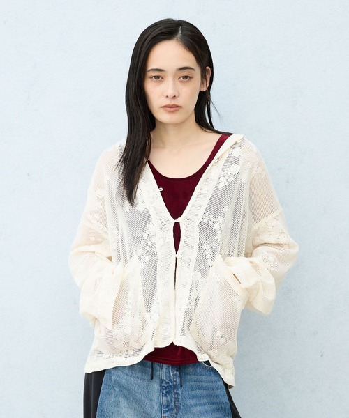 レース付きメッシュブルゾンアルページュストーリー本日までの出品です JEANASIS（ジーナシス） ブルゾン アウター メッシュレースフード