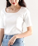 tシャツ ワイドネックリブカットソー(半袖) ...の詳細画像4