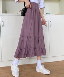 DAY CLOSET スカート レディース ミモレ丈きれいめティアードスカート