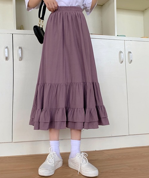 DAY CLOSET スカート レディース ミモレ丈きれいめティアードスカート
