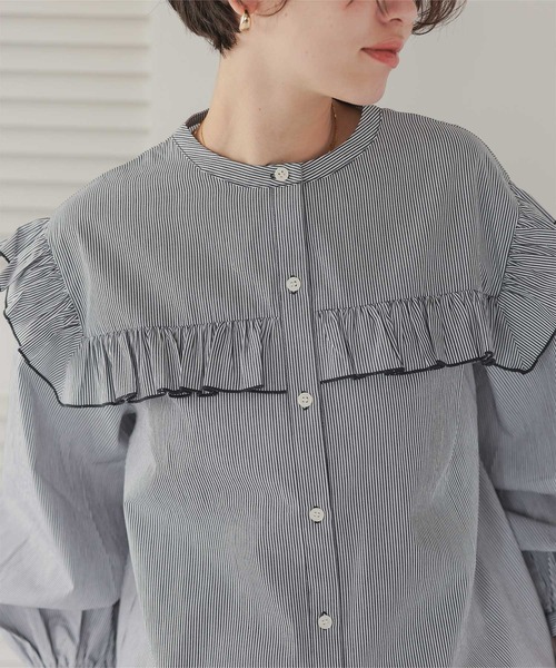 TIBI ボリュームスリーブトップス フリンジドビーボリュームスリーブトップス【メール便可／100