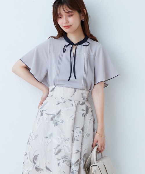 natural couture ブラウス シャツ 半袖 ピンタックデザインがポイント