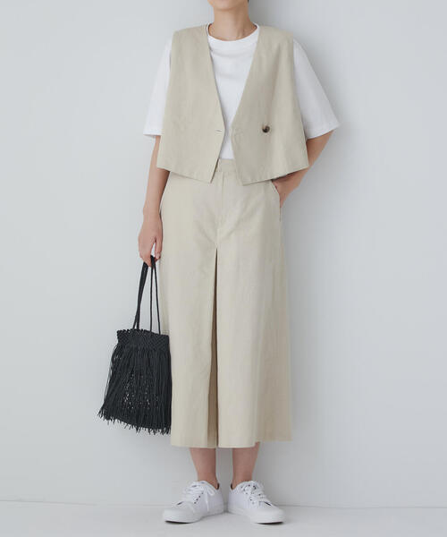 human woman（ヒューマンウーマン） パンツ 綿麻シャンブレースカー