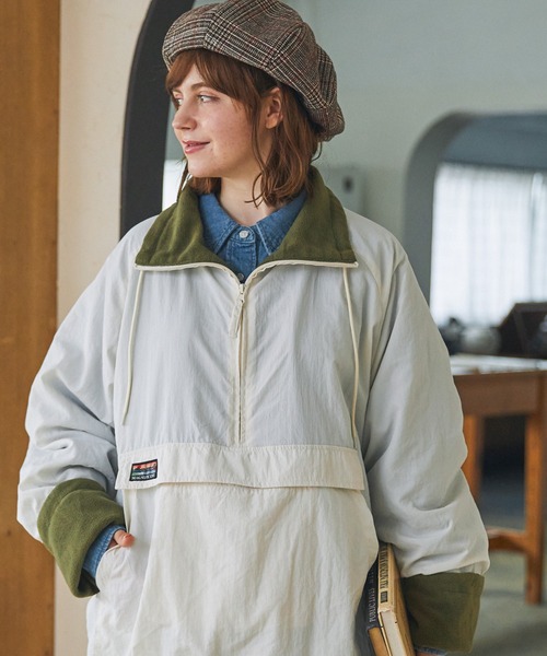 ブルゾン アウター 裏フリースハーフジップアノラックプルオーバー