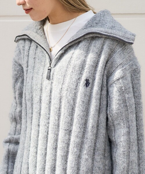 ニット セーター U.S. POLO ASSN./ユーエスポロアッスン 別注メランジハーフジップオーバーサイズニット　限定展開 レディース | U.S. POLO ASSN. | 14